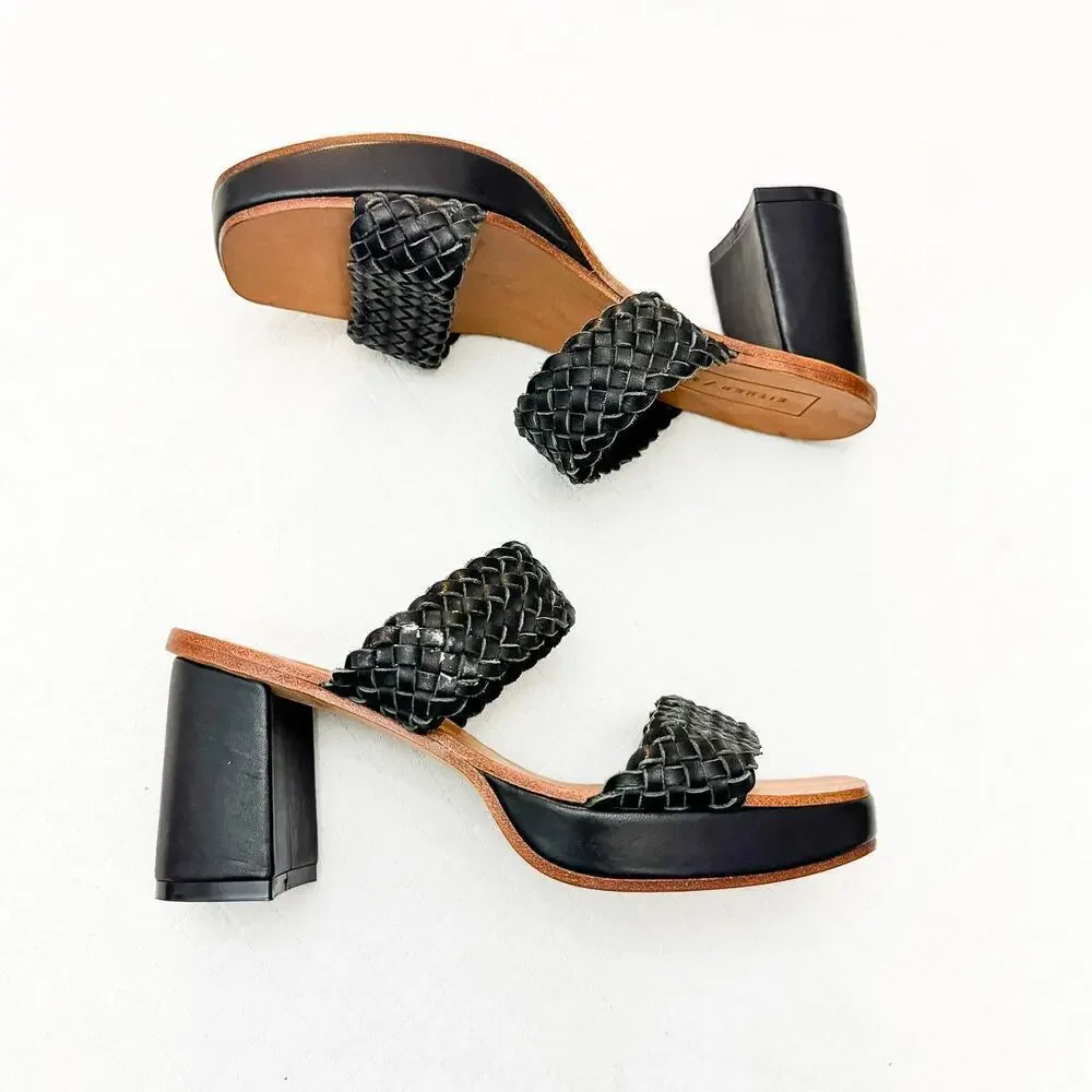 Either / OR Woven Strapped Sandals Block Heel Open Toe Size 7 NWOB